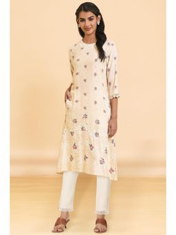 W - for Women Off White Floral Kurta & Pant
