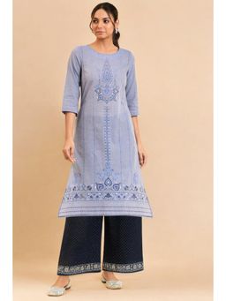 W - for Women Blue Floral Kurta & Palazzo