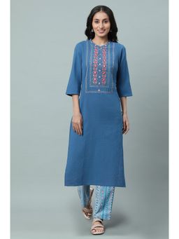 Aurelia - Women Blue Embroidered Kurta & Pant