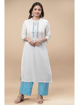 Aurelia - Women White Embroidered Kurta & Pant