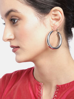 Jewels Galaxy - Elegant Circular Silver Plated Amazing Drop Earrings for Women-Girls