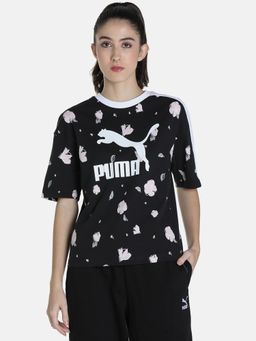 Puma - Floral Aop Womens Black T-shirt