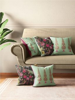 India Circus by Krsnaa Mehta - Peacock & Conifer Cushion Cover Set Of 5