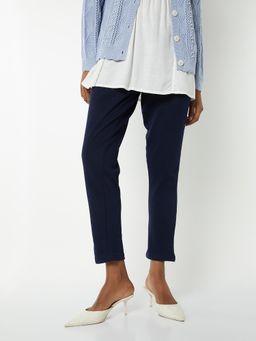 max - Women Knit Navy blue Straight Pant