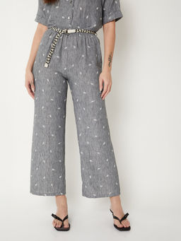 max - Women Embroidered Black Pant with Belt