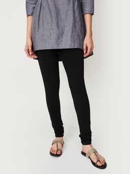 max - Women Solid Elasticated Black Churidars