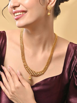 Fida - Wedding Gold Temple Collection Ethinic Jewellery Set For Women(1 Necklace+1 Earrings)(OSXXIPDJN33)