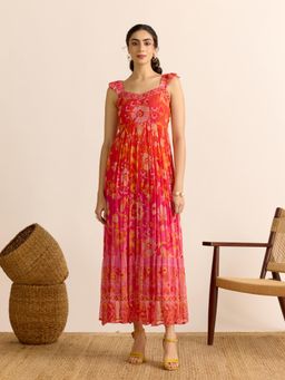 Aarke Ritu Kumar - Orange Hannah Fit and Flare Long Dress