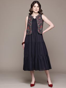 Aarke Ritu Kumar - Black Sleeveless Long Dress with Jacket