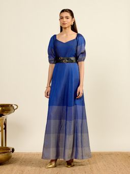 Aarke Ritu Kumar - Blue Priyal Festive Fit and Flare Half Sleeves Long Dress