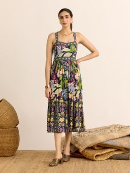 Aarke Ritu Kumar - Black Aurora Fit and Flare Sleeveless Midi Dress