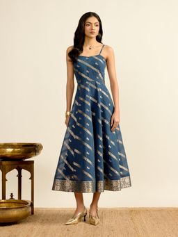 Aarke Ritu Kumar - Royal Blue Sudiksha Festive Fit and Flare Sleeveless Long Dress