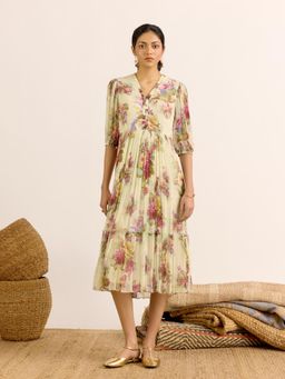 Aarke Ritu Kumar - Off-White Reya Fit and Flare V-Neck Midi Dress