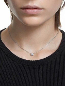SWAROVSKI - Rhodium Plated Round Cut White Stella Attract Necklace