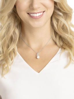 SWAROVSKI - Rhodium Plated Pearl Gabriella Pendant Necklace