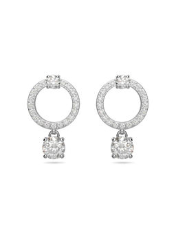 SWAROVSKI - White Rhodium Plated Round Cut Constella Drop Earrings