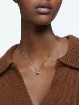 SWAROVSKI - Rose Gold Plated Octagon Cut White Una Pendant Necklace
