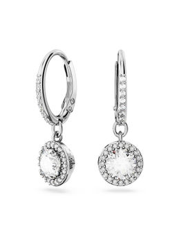 SWAROVSKI - Rhodium Plated Round Cut Pave Una Angelic Drop Earrings