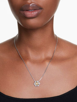 SWAROVSKI - Rhodium Plated Flower Yellow Idyllia Pendant Necklace