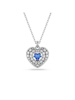SWAROVSKI - Rhodium Plated Idyllia Heart Blue Pendant Necklace