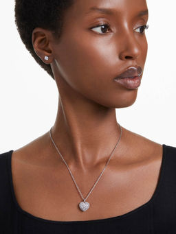 SWAROVSKI - White Rhodium Plated Crystal Pearl Heart Hyperbola Jewellery Set