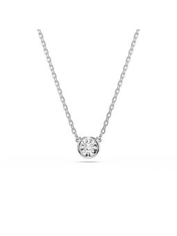 SWAROVSKI - Rhodium Plated Round Cut White Imber Pendant Necklace