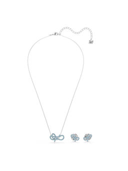 SWAROVSKI - Rhodium Plated Blue Lifelong Bow Jewellery Set