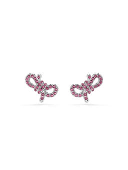 SWAROVSKI - Pink Rhodium Plated Bow Lifelong Bow Stud Earrings