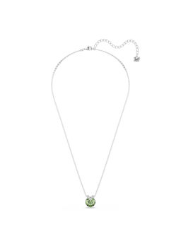 SWAROVSKI - Rhodium Plated Round Cut Green Bella Pendant Necklace
