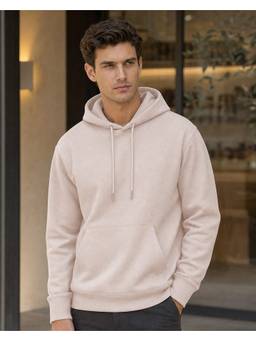 Nobero - Ivory Men Classic Cotton Fleece Warm Kangaroo Pocket Hoodie