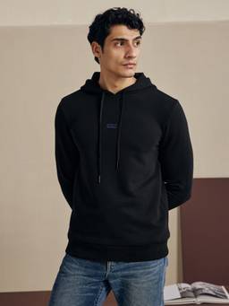 Andamen - Black Men Cotton Triblend Solid Hooded Sweatshirt