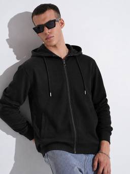 SHOWOFFFF - Men’S Black 360 Gsm Hooded Zip Up Sweatshirt