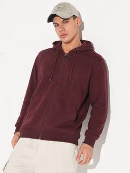 SHOWOFFFF - Men’S Maroon 360 Gsm Hooded Zip Up Sweatshirt