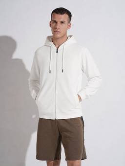 SHOWOFFFF - Men’S White 360 Gsm Hooded Zip Up Sweatshirt