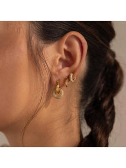 Shopsiiri - Round Halo Glow Hoop Earrings 18K Gold Plated Anti-Tarnish Elegant Daily Wear