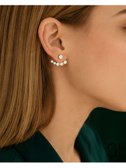 Shopsiiri - CZ Crystal Stud Earrings Detachable Ear Jacket Design