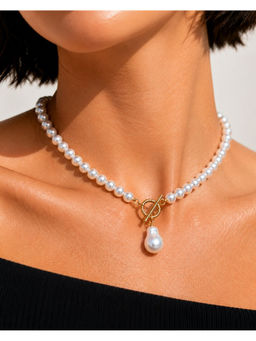 Shopsiiri - Luna Drop Pearl Necklace | 18K Gold Plated Demifine Pearl Choker Jewellery
