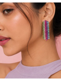 Shopsiiri - Multi-Color Rainbow Rhinestone Crystal Tassel Earrings for Women
