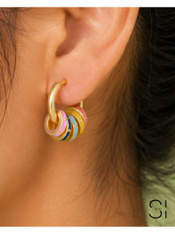 Shopsiiri - Multi-Color Charm Hoop Earrings for Women | 18K Gold Plated Statement Hoops