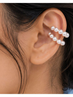 Shopsiiri - Double Pearl Faux Pearl Ear Wrap Statement Jewellery Ear Cuff
