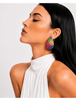 Shopsiiri - Hand-Beaded Teardrop Earrings for Women Crystal Statement Party Earrings