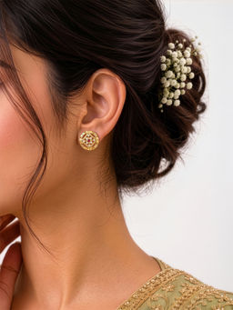 SWASHAA - Kashika Clover Diamond Gold Earrings