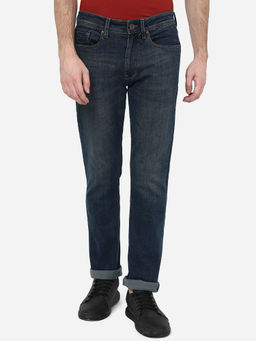 JadeBlue - Men Cotton Stretch Washed Denim Blue Straight Fit Jeans
