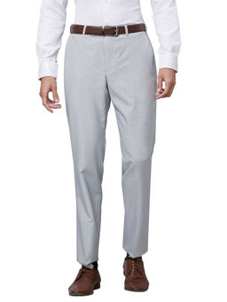 Park Avenue - Men`s Regular Fit Self Design Mid Waist Grey Formal Trouser