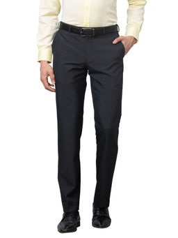 Park Avenue - Men`s Regular Fit Checks Mid Waist Grey Formal Trouser