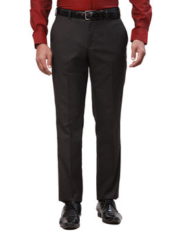 Park Avenue - Men`s Regular Fit Solid Mid Waist Brown Formal Trouser