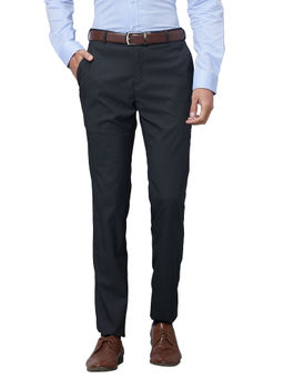 Raymond - Men`s Slim Fit Self Design Mid Waist Grey Formal Trouser