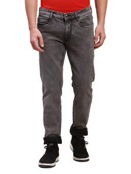 Parx - Men`s Slim Fit Solid Low Waist Grey Jeans