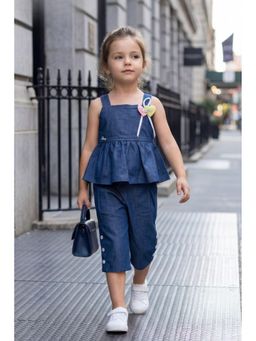 Lagorii - Denim Co-Ord With Peplum Top And Culotte Pant
