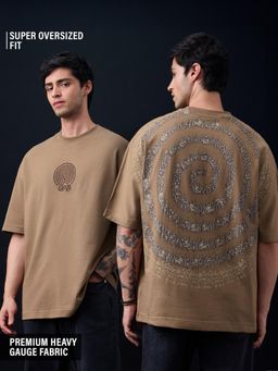 The Souled Store - Chakravyuh Men Khaki Super Oversized T-Shirt